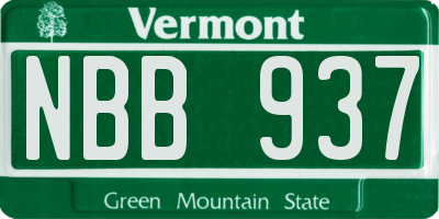 VT license plate NBB937