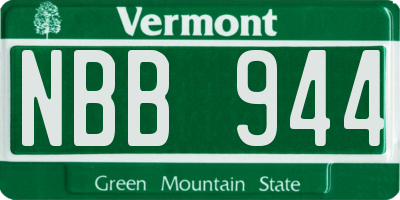 VT license plate NBB944