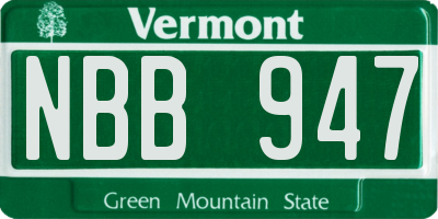 VT license plate NBB947