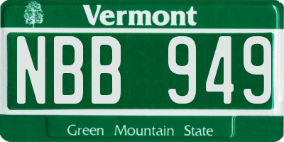 VT license plate NBB949
