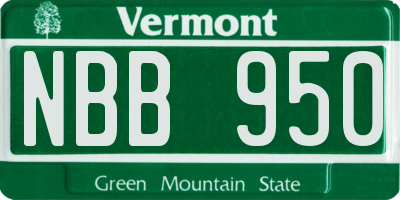 VT license plate NBB950