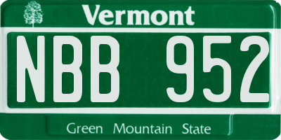 VT license plate NBB952