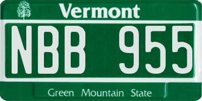 VT license plate NBB955