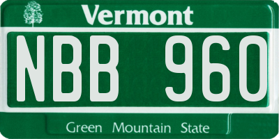 VT license plate NBB960