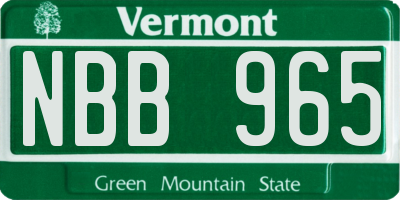 VT license plate NBB965