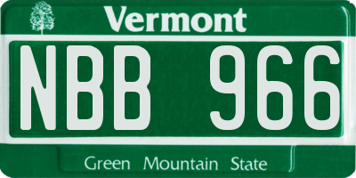 VT license plate NBB966