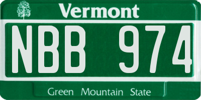 VT license plate NBB974