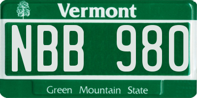 VT license plate NBB980