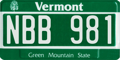 VT license plate NBB981