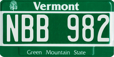 VT license plate NBB982