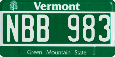 VT license plate NBB983