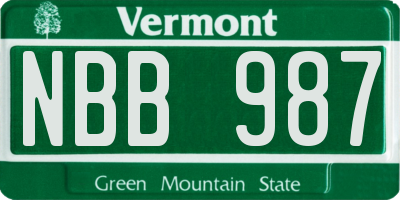 VT license plate NBB987
