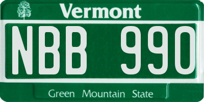 VT license plate NBB990