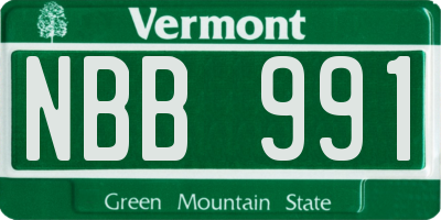 VT license plate NBB991