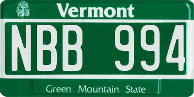 VT license plate NBB994