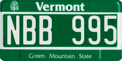 VT license plate NBB995