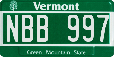 VT license plate NBB997