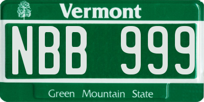 VT license plate NBB999