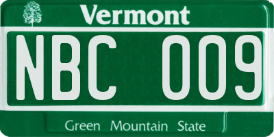 VT license plate NBC009