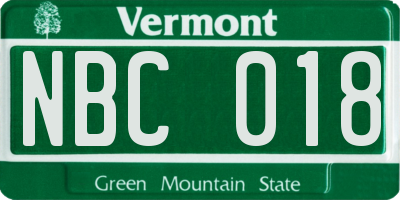 VT license plate NBC018