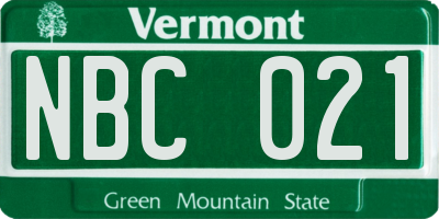 VT license plate NBC021