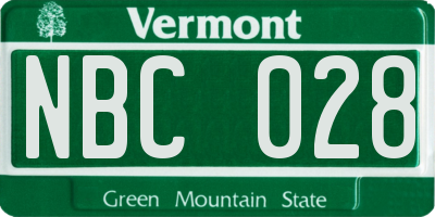VT license plate NBC028