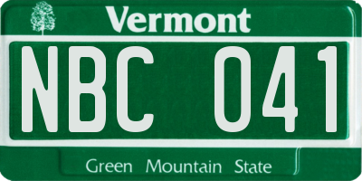 VT license plate NBC041