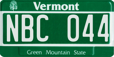 VT license plate NBC044