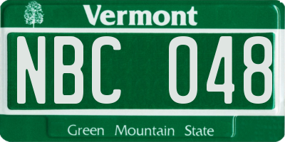 VT license plate NBC048