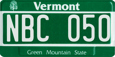 VT license plate NBC050