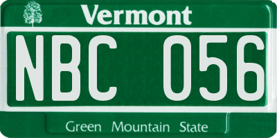 VT license plate NBC056