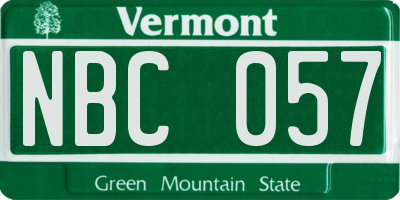 VT license plate NBC057