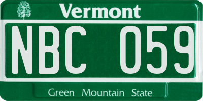VT license plate NBC059