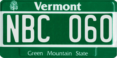 VT license plate NBC060
