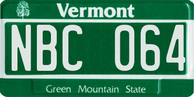 VT license plate NBC064