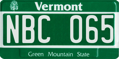VT license plate NBC065