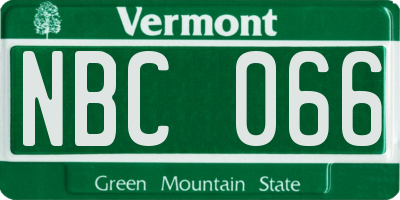 VT license plate NBC066