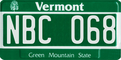 VT license plate NBC068