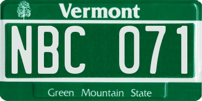VT license plate NBC071