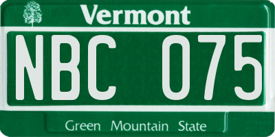 VT license plate NBC075