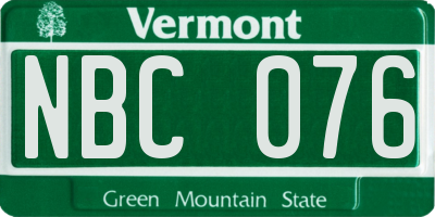 VT license plate NBC076