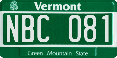 VT license plate NBC081
