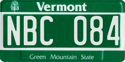 VT license plate NBC084