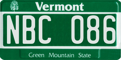 VT license plate NBC086