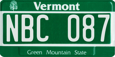 VT license plate NBC087