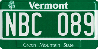 VT license plate NBC089