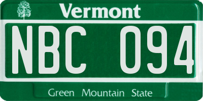 VT license plate NBC094