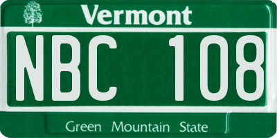 VT license plate NBC108