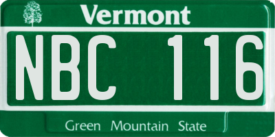 VT license plate NBC116