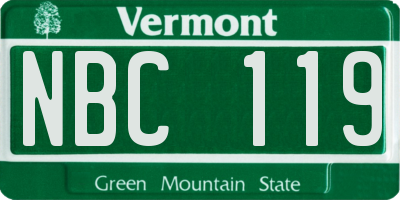 VT license plate NBC119